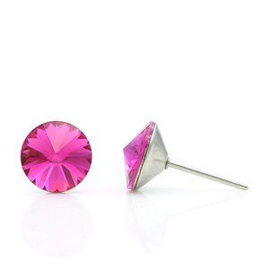 8mm Pink Swarovski Earrings | Small Pink Crystal Earrings | Hypoallergenic Studs